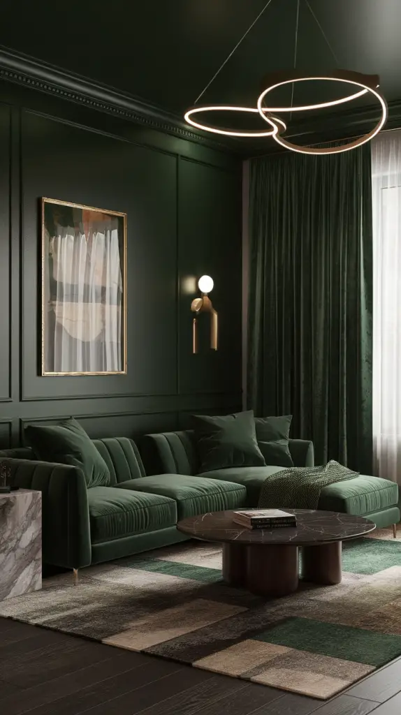 27 Dark Green Living Room Ideas That Are Simply Gorgeous