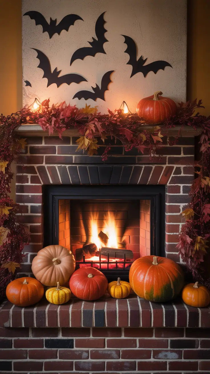 Fireplace Styling That Feels Like October fall halloween decor ideas 2025