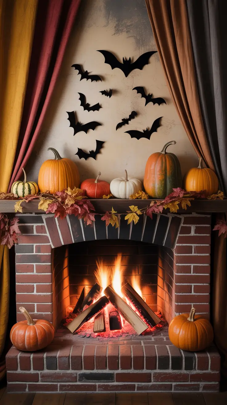 Fireplace Styling That Feels Like October fall halloween decor ideas 2025