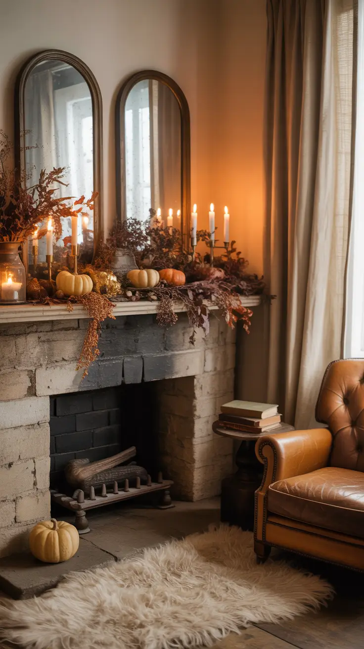 fall halloween decor ideas 2025 Cozy Up Your Mantel With Halloween Warmth