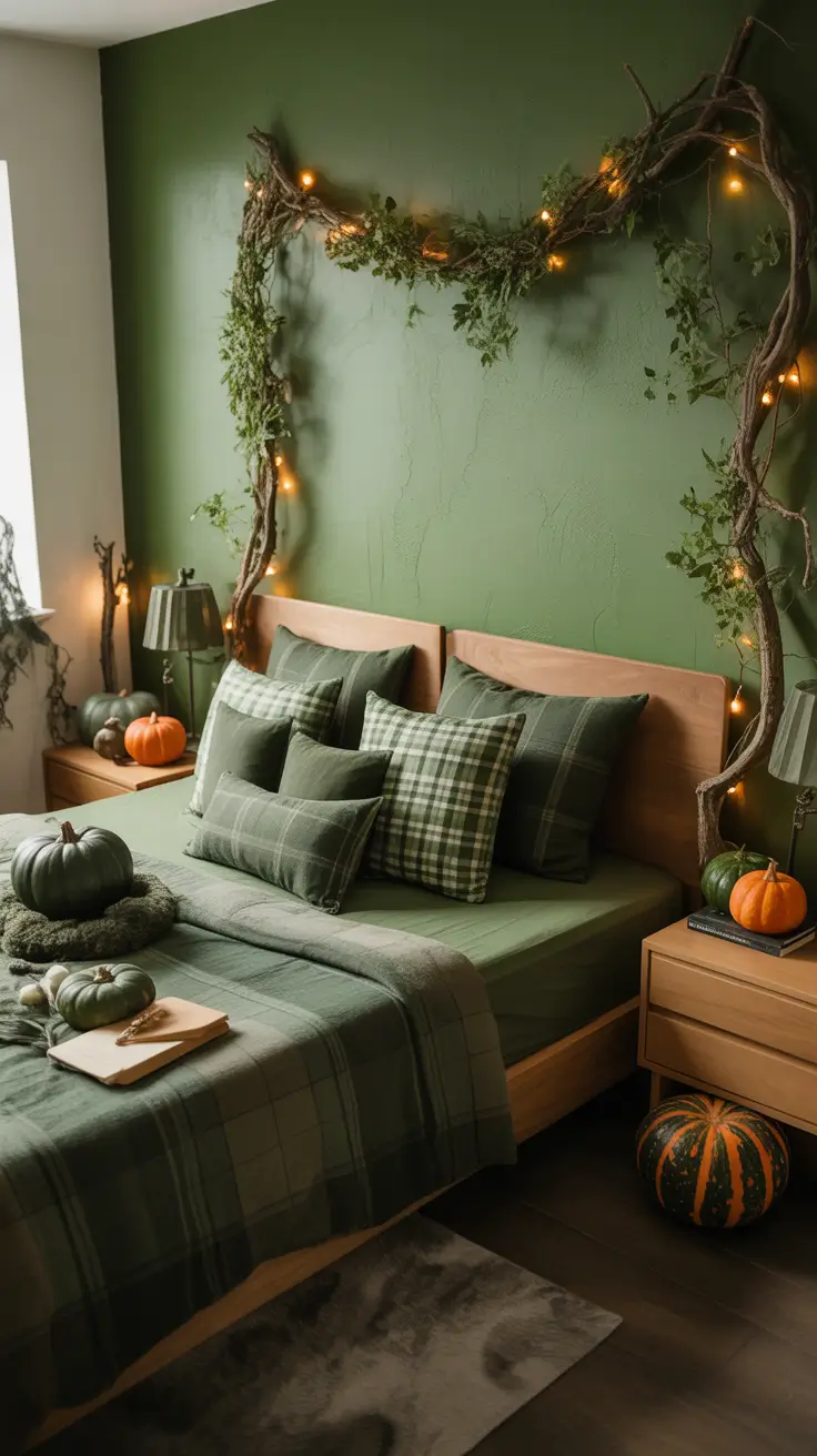 halloween bedroom decor 2025 Green-Themed Halloween Bedrooms For Forestcore Fans