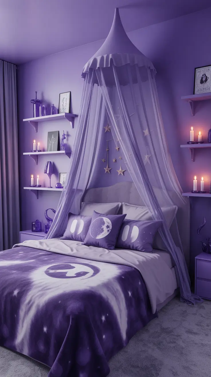 halloween bedroom decor 2025 Purple Halloween Bedroom Magic With a Mystic Touch