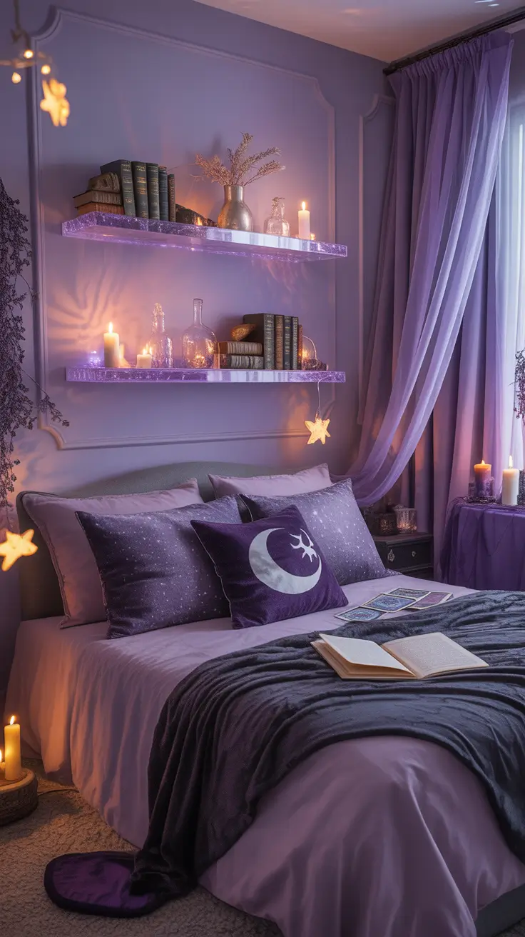 halloween bedroom decor 2025 Purple Halloween Bedroom Magic With a Mystic Touch