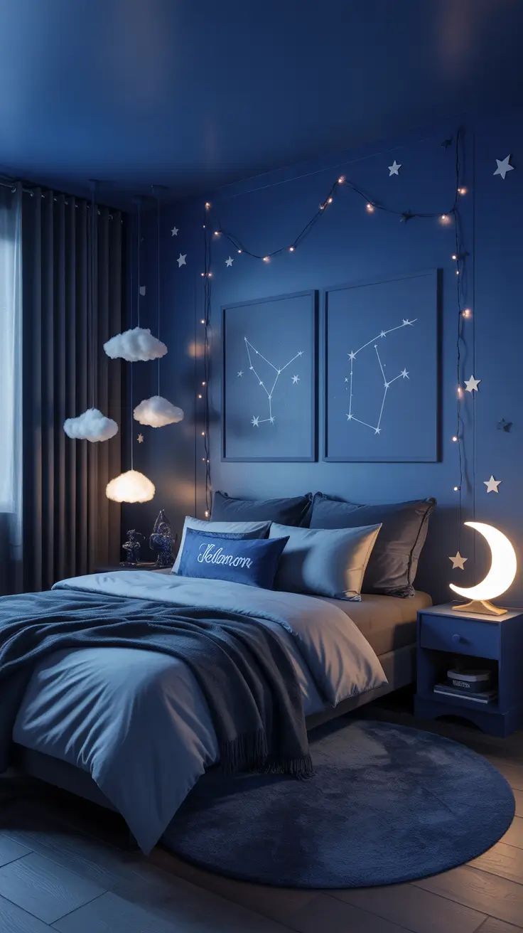 halloween bedroom decor 2025 Blue Halloween Bedrooms Inspired By Night Skies