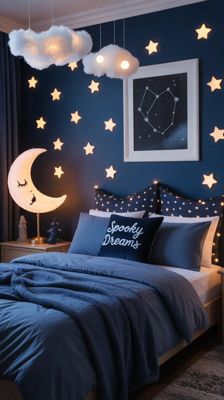 halloween bedroom decor 2025 Blue Halloween Bedrooms Inspired By Night Skies