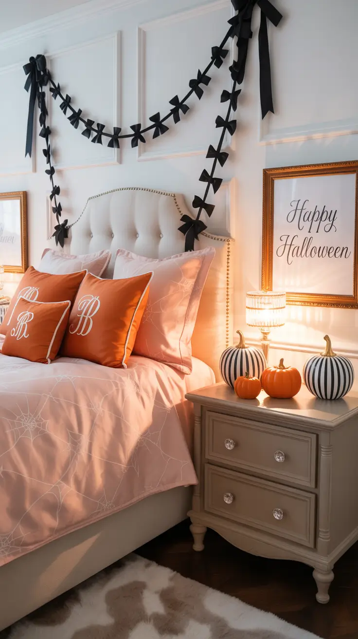 halloween bedroom decor 2025 Preppy Halloween Bedroom Touches With a Twist