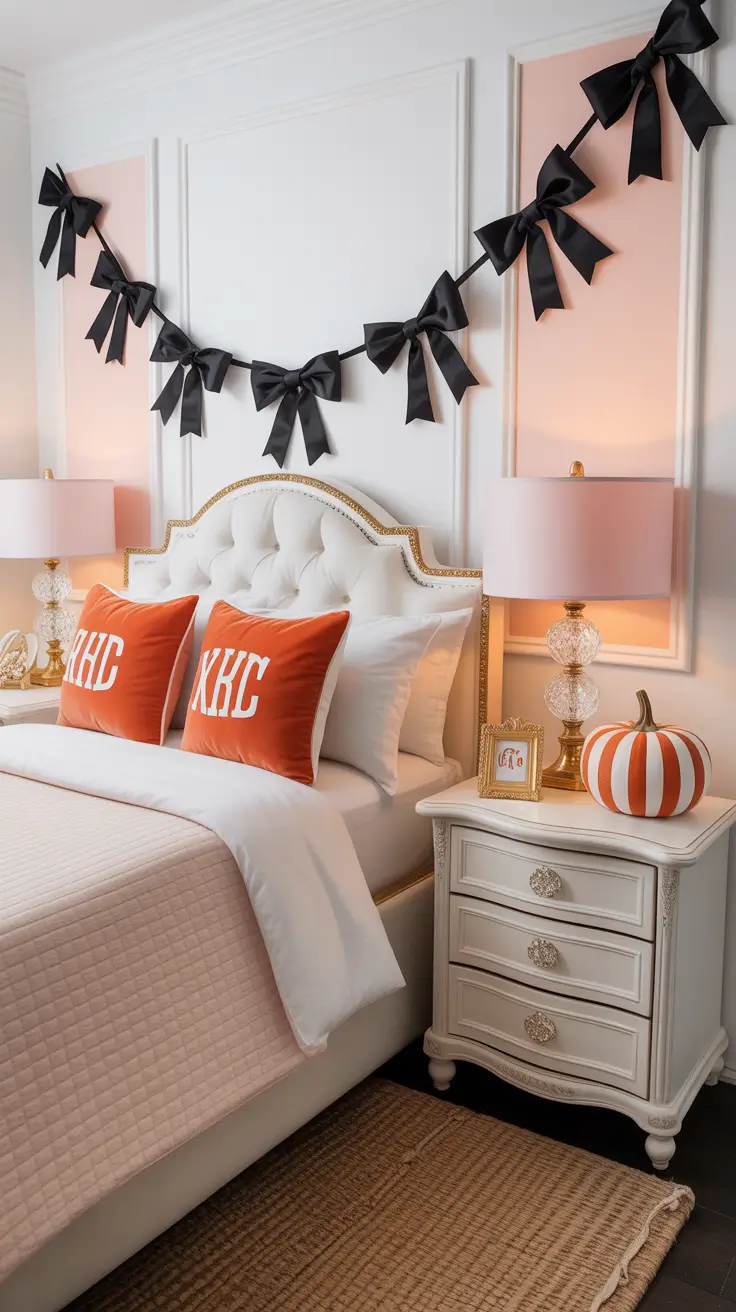 halloween bedroom decor 2025 Preppy Halloween Bedroom Touches With a Twist