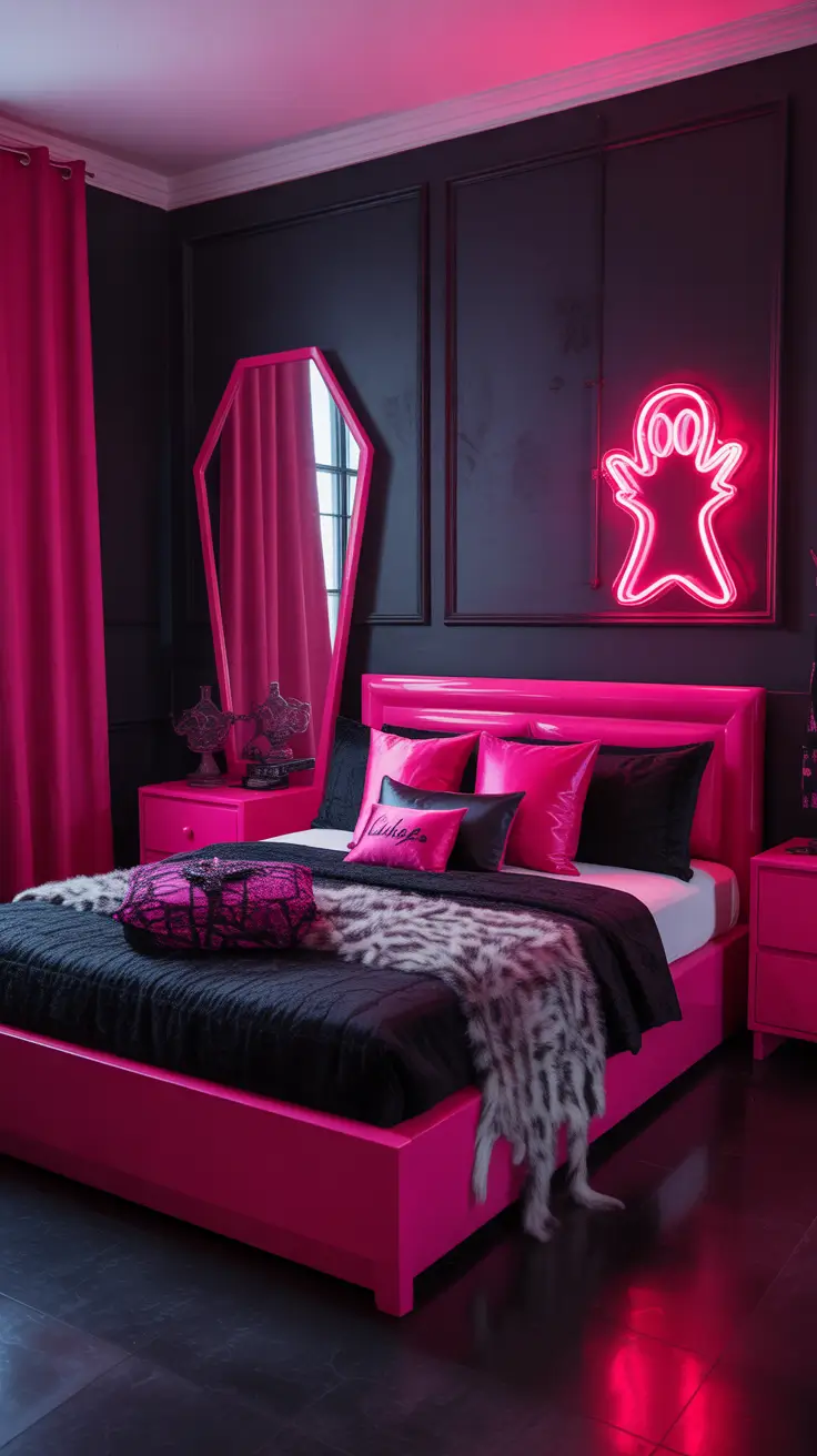 halloween bedroom decor 2025 Pink And Black Halloween Bedrooms For Bold Girls