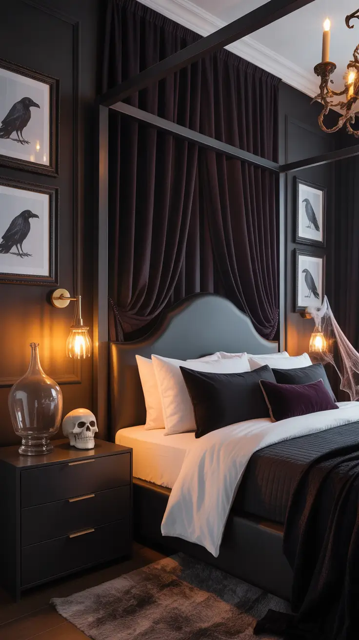 halloween bedroom decor 2025 Spooky But Chic: Balancing Eerie And Elegant