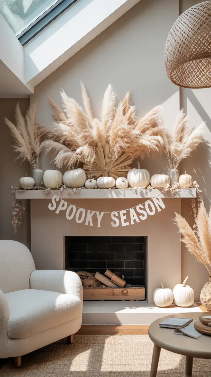 halloween fireplace decor ideas 2025 Chic Halloween Decorating Above the Hearth