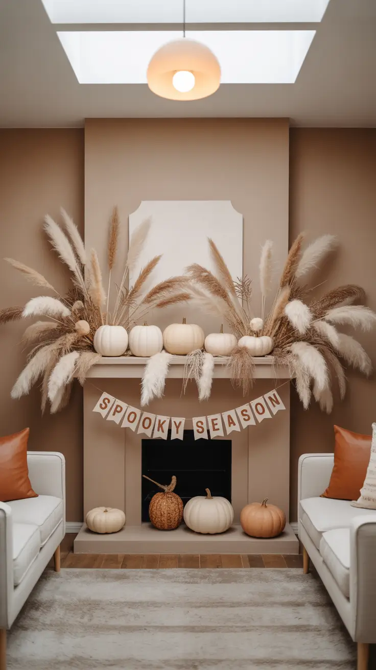 halloween fireplace decor ideas 2025 Chic Halloween Decorating Above the Hearth