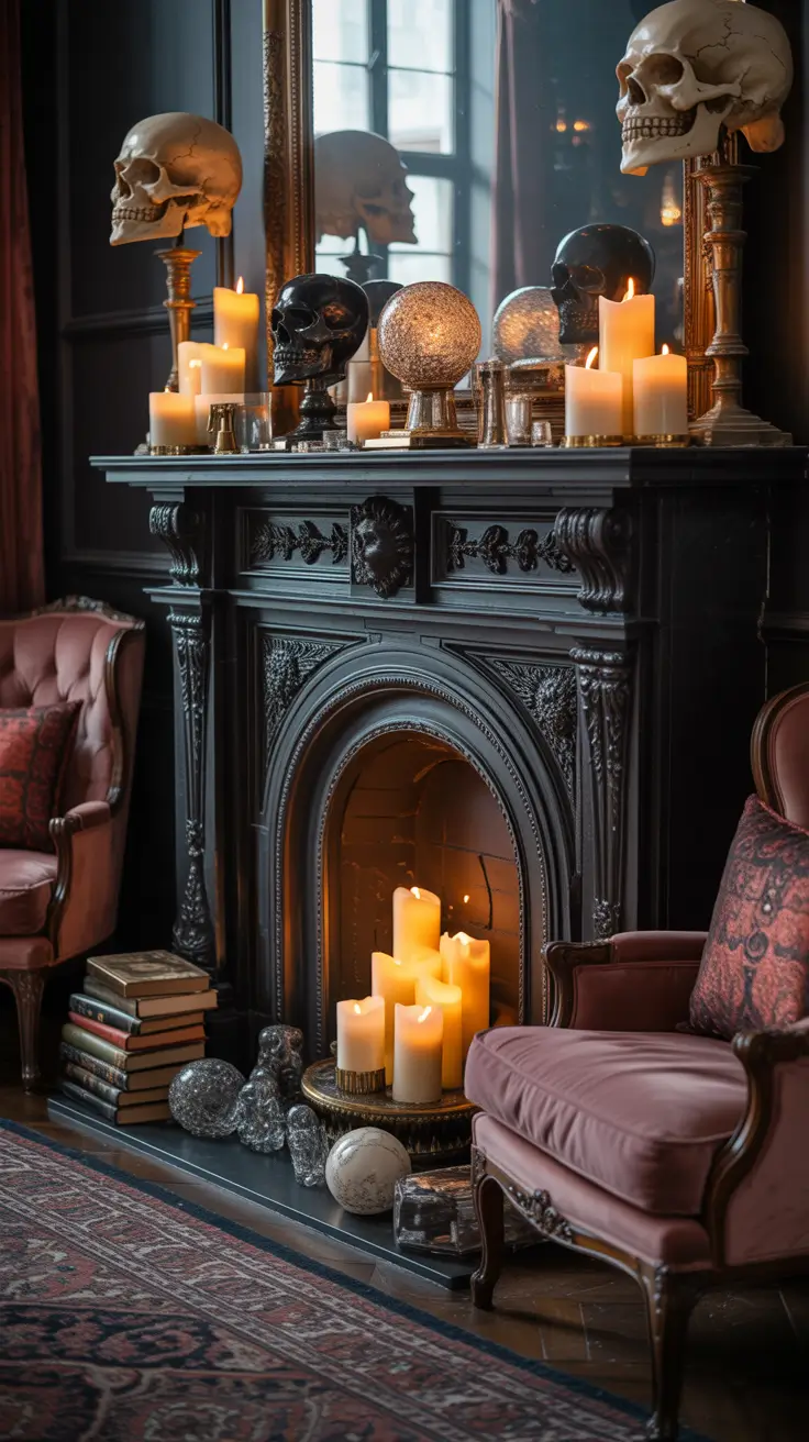 halloween fireplace decor ideas 2025 Year-Round Halloween Accents for Fireplaces