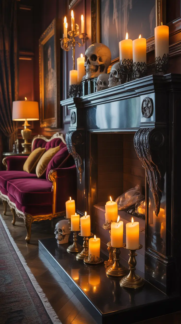 halloween fireplace decor ideas 2025 Year-Round Halloween Accents for Fireplaces