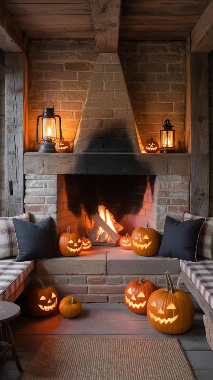 halloween fireplace decor ideas 2025 Hearth-Focused Halloween Charm
