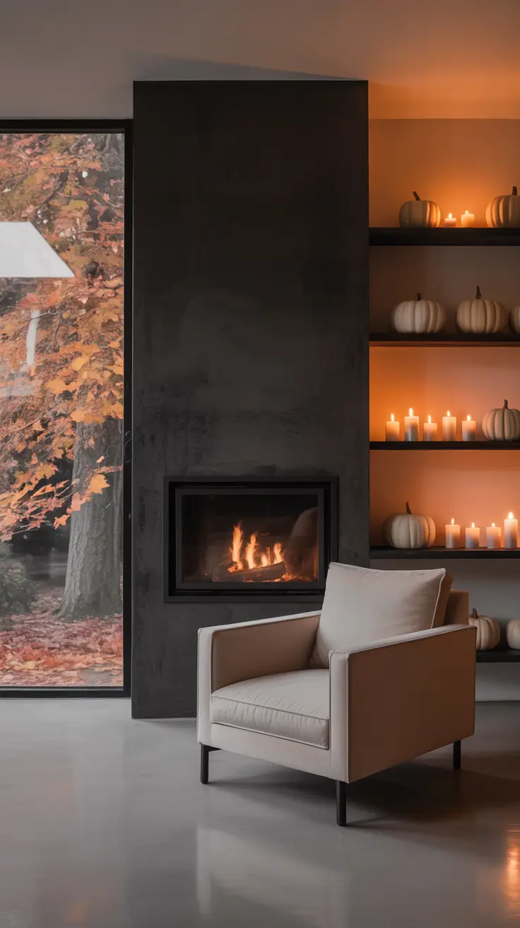 halloween fireplace decor ideas 2025 Moody Minimalist Halloween Mantels 2025
