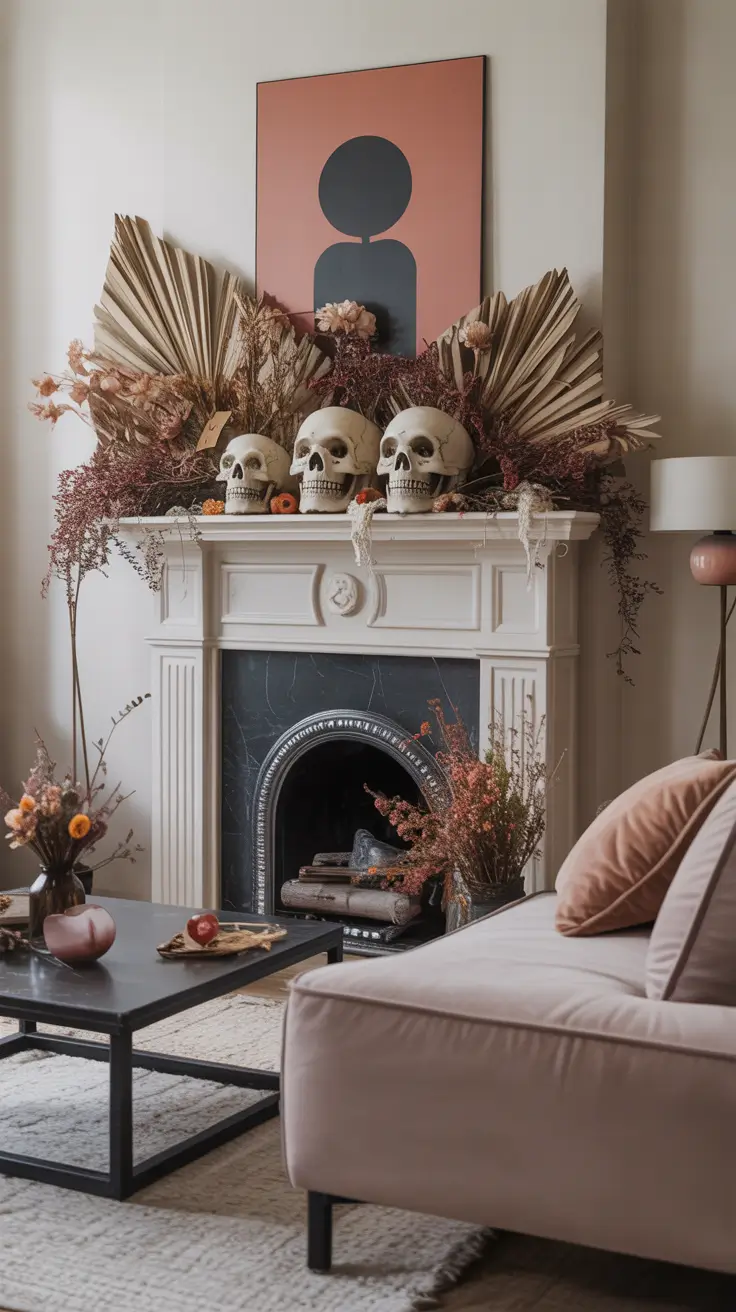 halloween fireplace decor ideas 2025 Decorating the Top of the Mantel With Mood