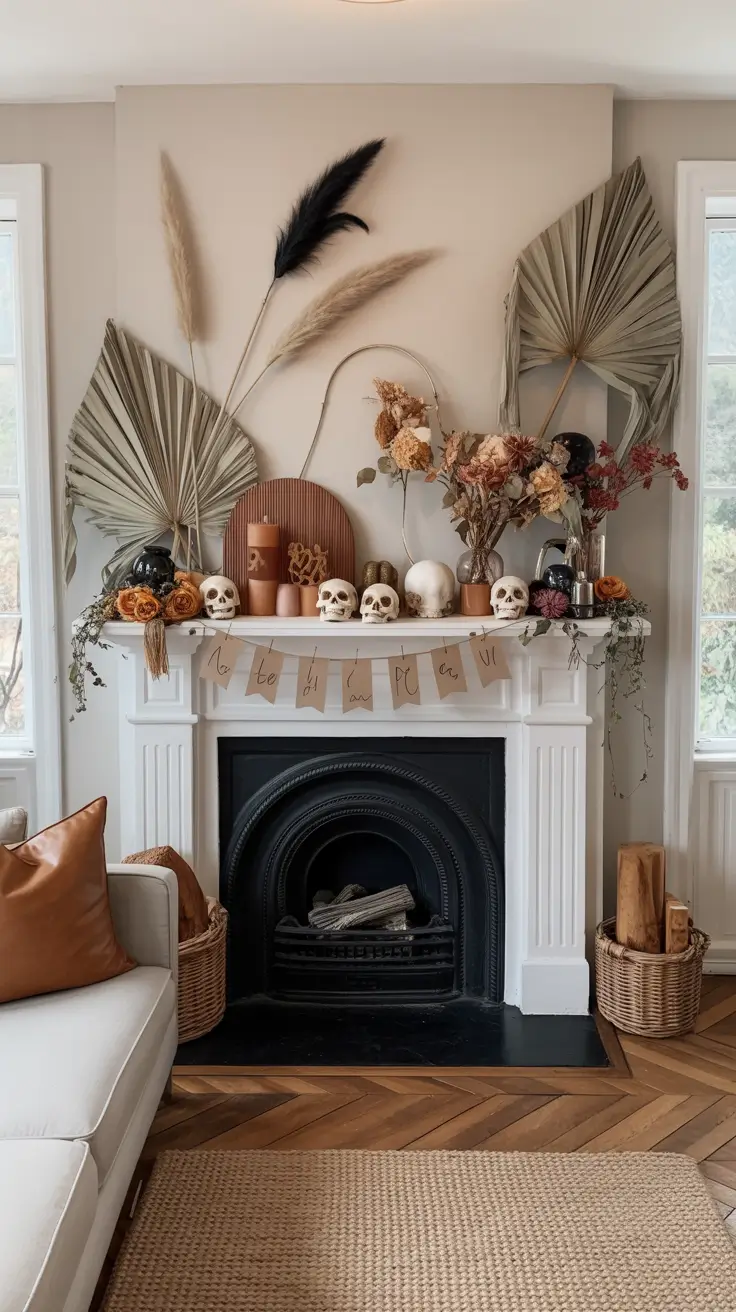 halloween fireplace decor ideas 2025 Decorating the Top of the Mantel With Mood
