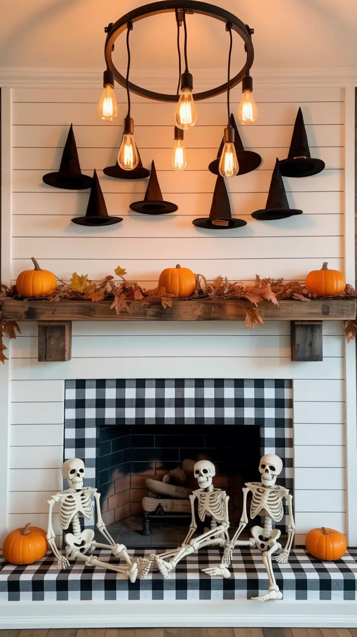 halloween fireplace decor ideas 2025 Farmhouse Fireplace Ideas With a Spooky Spin