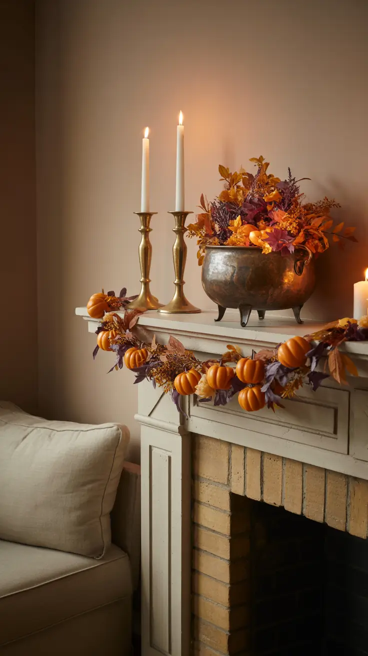 halloween fireplace decor ideas 2025 Classic Mantel Styling With a Halloween Twist