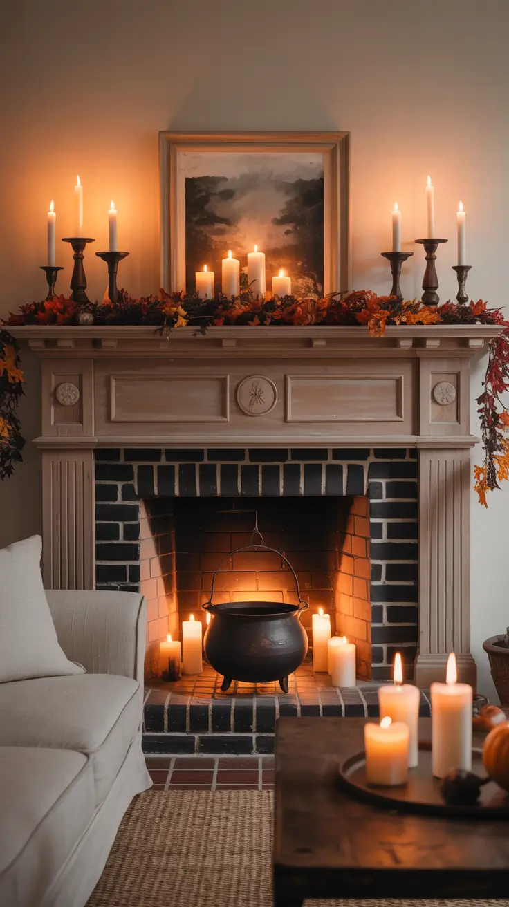 halloween fireplace decor ideas 2025 Classic Mantel Styling With a Halloween Twist