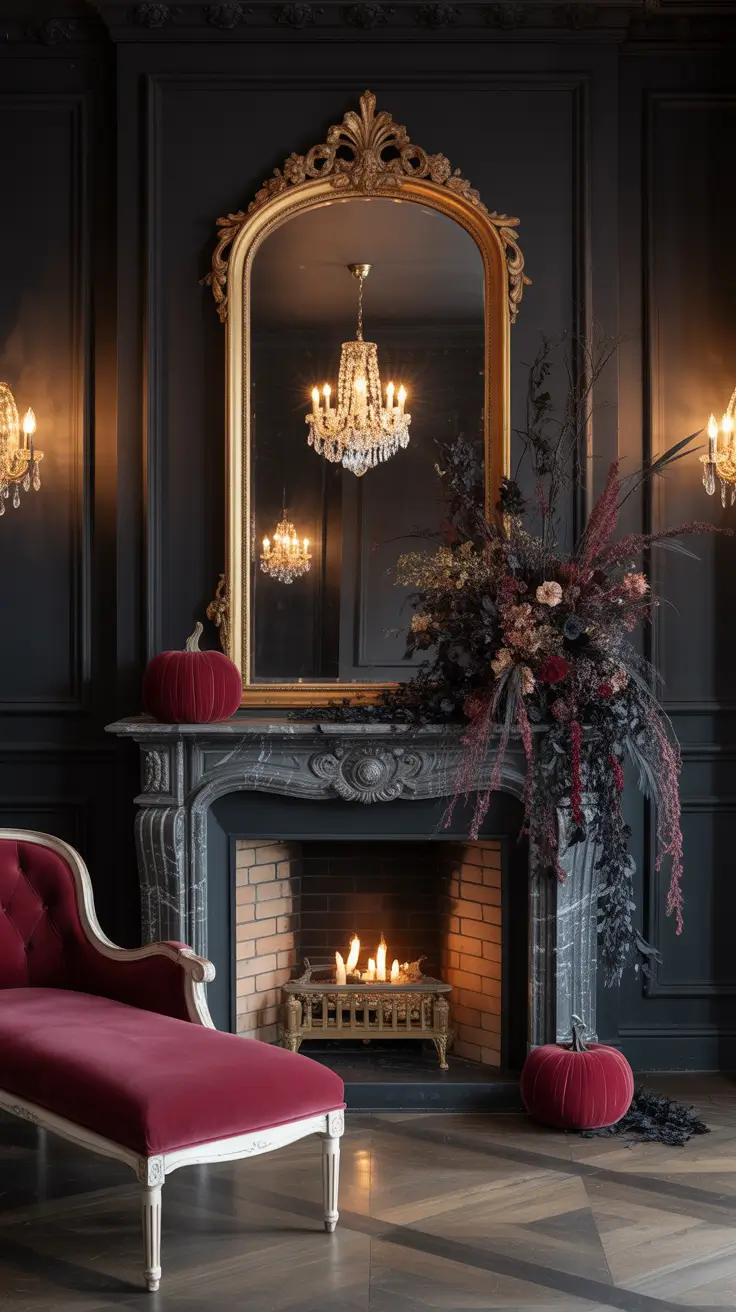 halloween fireplace decor ideas 2025 Elegant Gothic Fireplace Designs