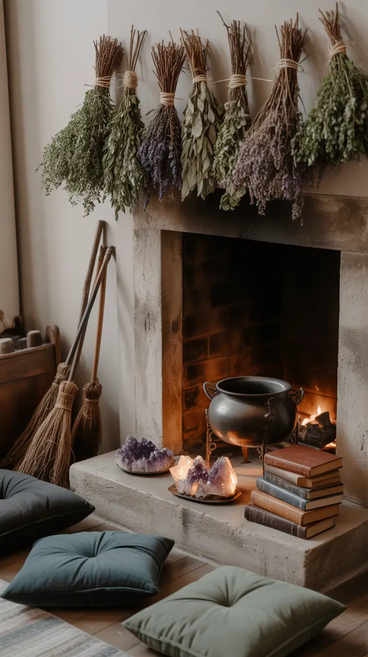 halloween fireplace decor ideas 2025 Witchy Vibes and Fireplace Styling