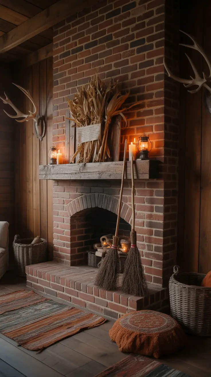 halloween fireplace decor ideas 2025 Rustic Fireplace Halloween Magic