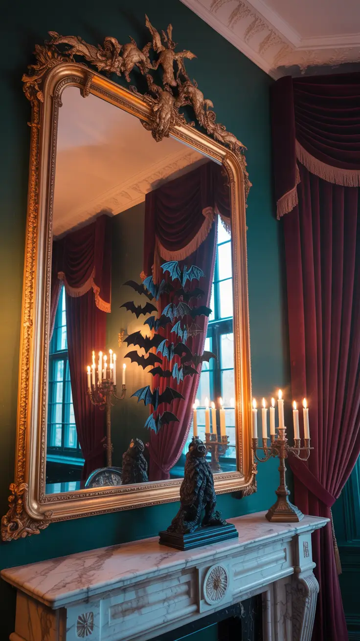 halloween fireplace decor ideas 2025 Haunted Mantel Mirror Inspirations