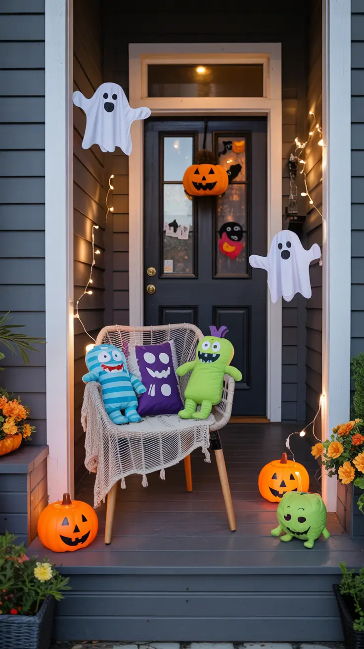 Halloween Front Porch Decor Ideas 2025 Cute But Creepy Doorway Decor for Families