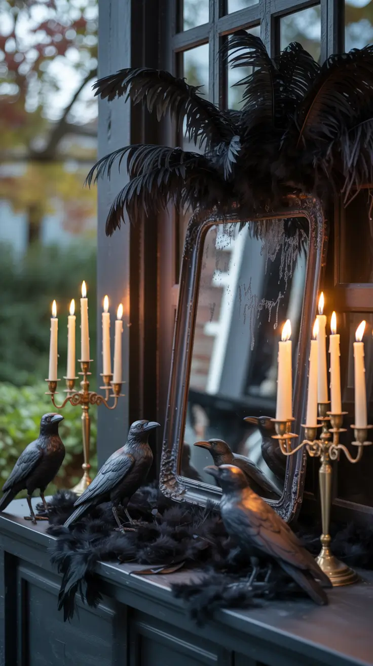 Halloween Front Porch Decor Ideas 2025 Elegant Raven-Inspired Porch With Gothic Touches