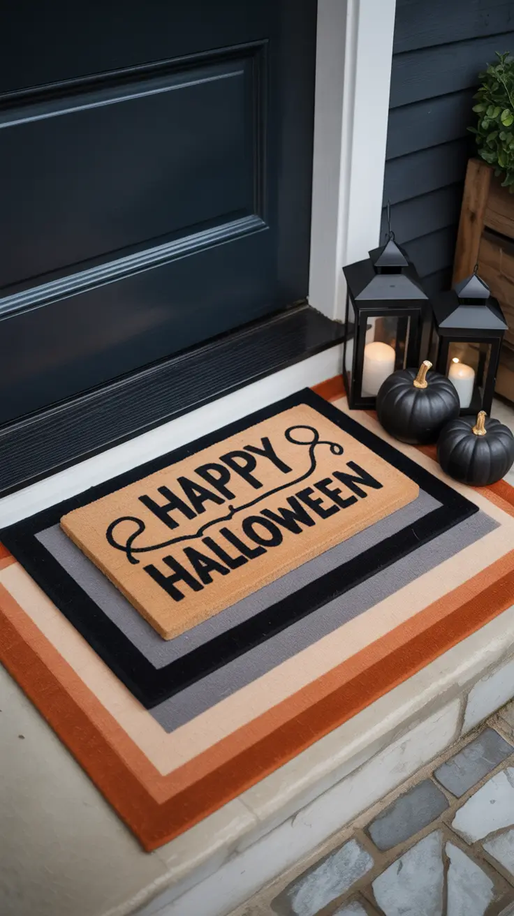 halloween front porch decor ideas 2025 Chic Halloween Welcome Mat Styling for Your Porch