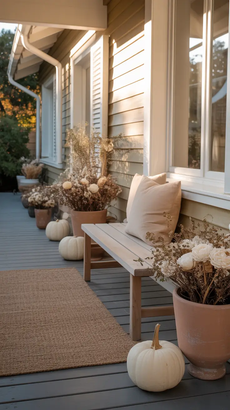 Halloween Front Porch Decor Ideas 2025 Elegant Fall Porch Styling With White Pumpkins