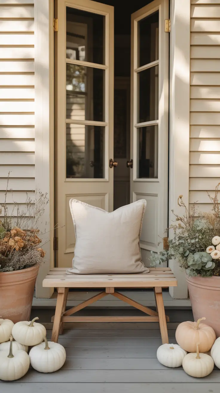 Halloween Front Porch Decor Ideas 2025 Elegant Fall Porch Styling With White Pumpkins