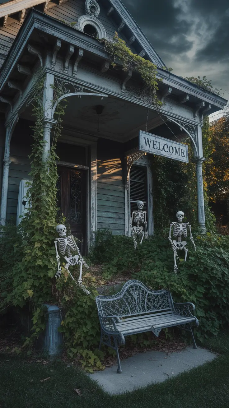 Halloween Front Porch Decor Ideas 2025 Haunted Garden Porch With Yard Decorations Galore