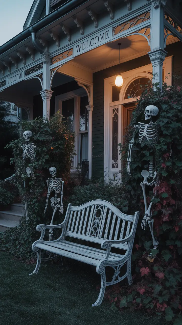 Halloween Front Porch Decor Ideas 2025 Haunted Garden Porch With Yard Decorations Galore