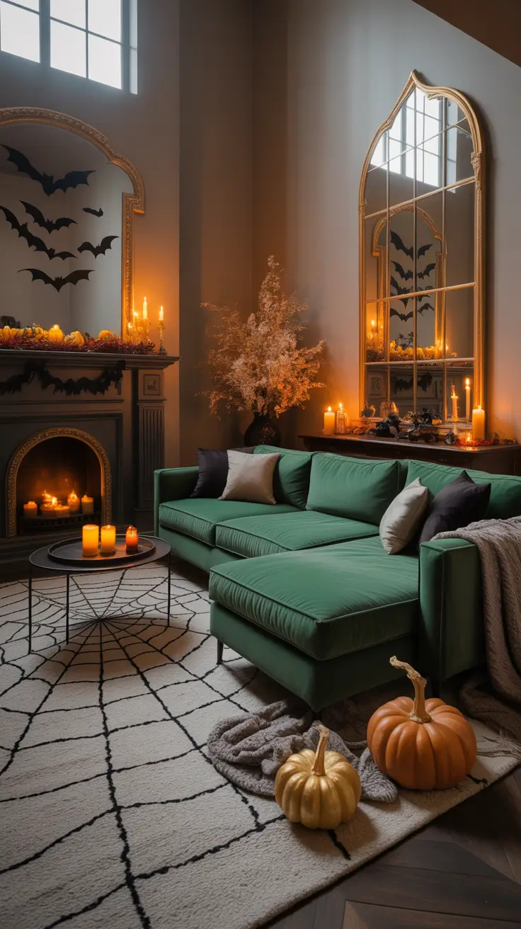 halloween home decor ideas 2025 Spooky-Chic Living Room Makeover for Halloween 2025