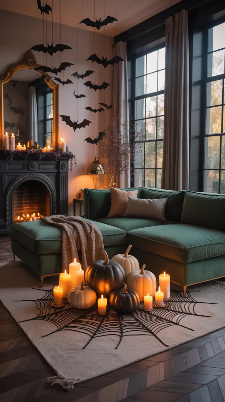 halloween home decor ideas 2025 Spooky-Chic Living Room Makeover for Halloween 2025