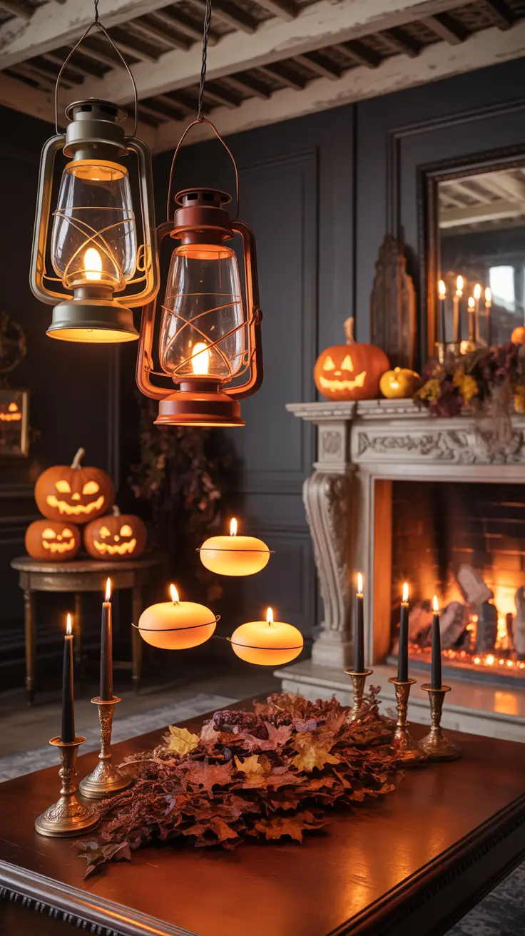 Halloween Home Decor Ideas 2025 Fall and Glowing Jack-O’-Lantern Mantel