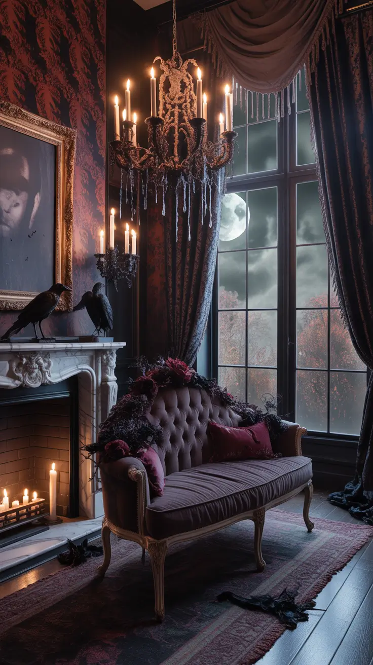 halloween home decor ideas 2025 Gothic Drama: Dark and Mysterious Halloween Elegance