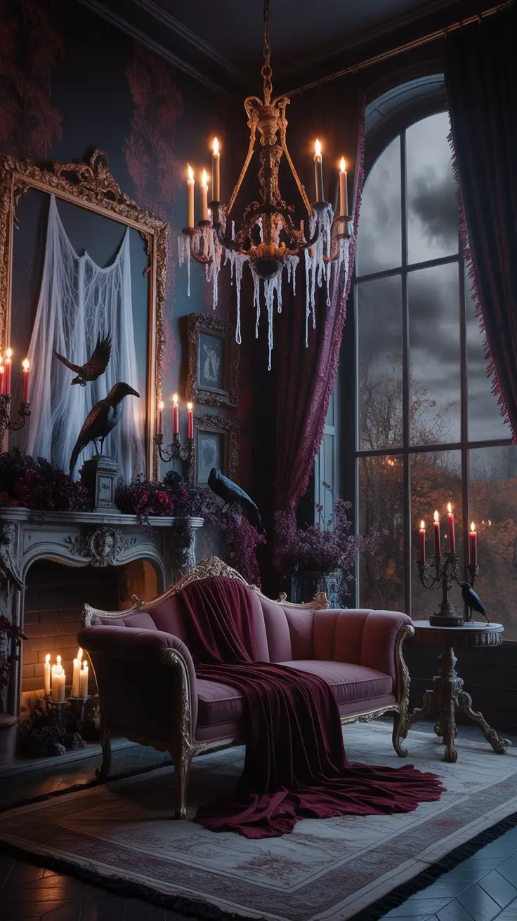 halloween home decor ideas 2025 Gothic Drama: Dark and Mysterious Halloween Elegance