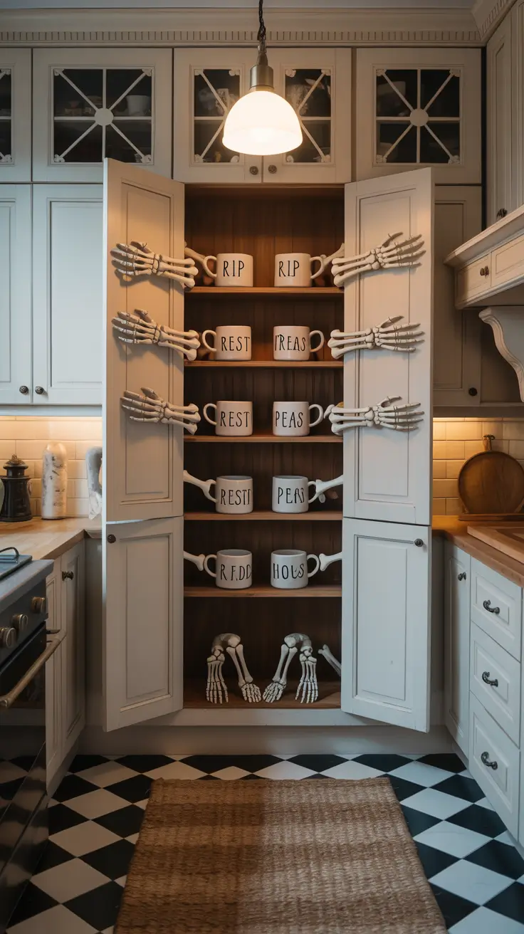 Halloween kitchen decor ideas 2025 Skeletons in the Cupboard