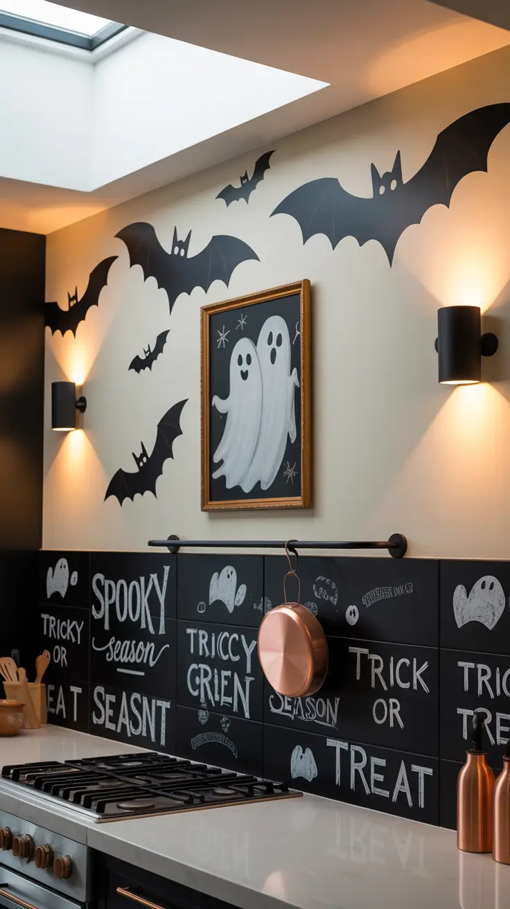 halloween kitchen decor ideas 2025 Batty Backsplashes and Halloween Wall Art