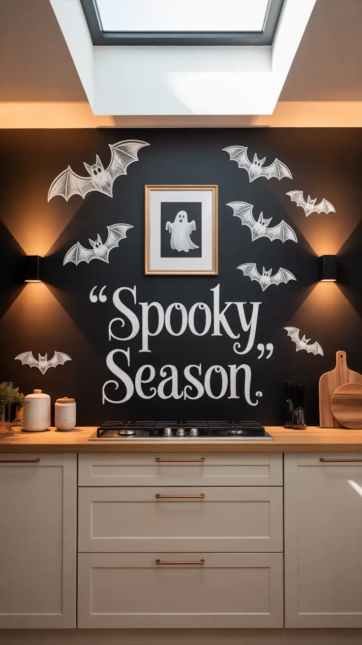 halloween kitchen decor ideas 2025 Batty Backsplashes and Halloween Wall Art