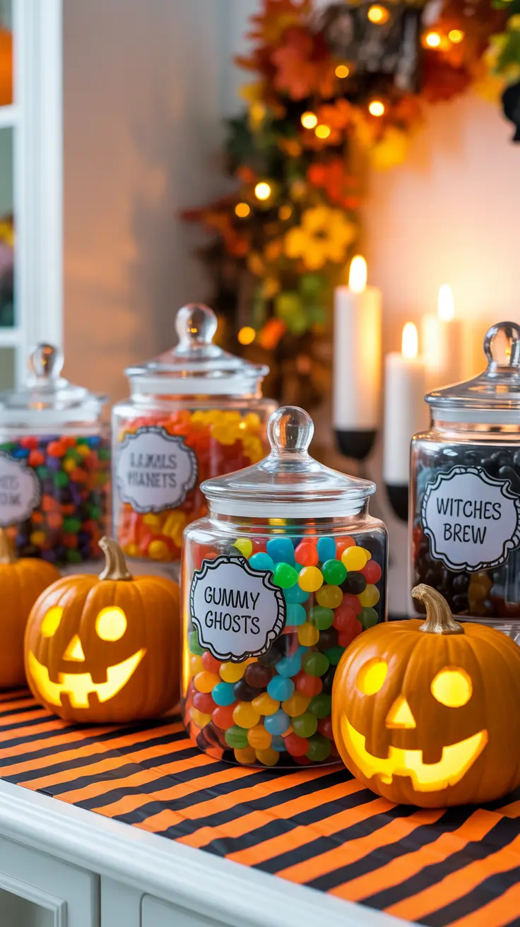 halloween kitchen decor ideas 2025 Candy Station Setup for Trick-or-Treaters Indoors