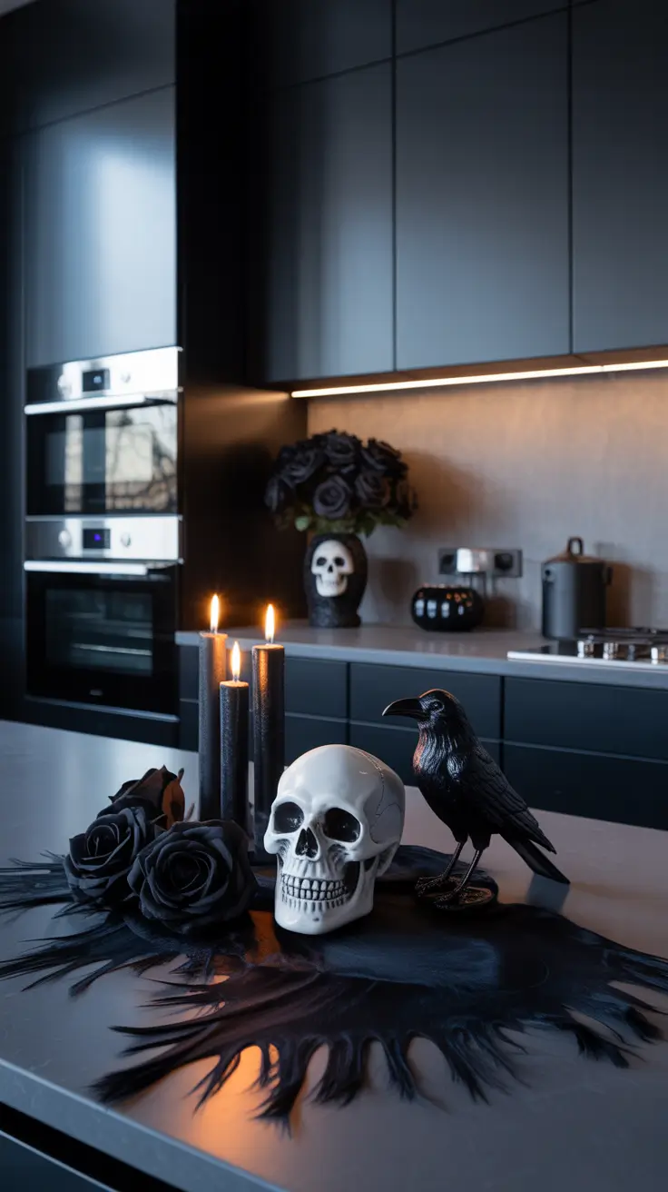 halloween kitchen decor ideas 2025 Bold and Black: Matte Finishes for Halloween Elegance