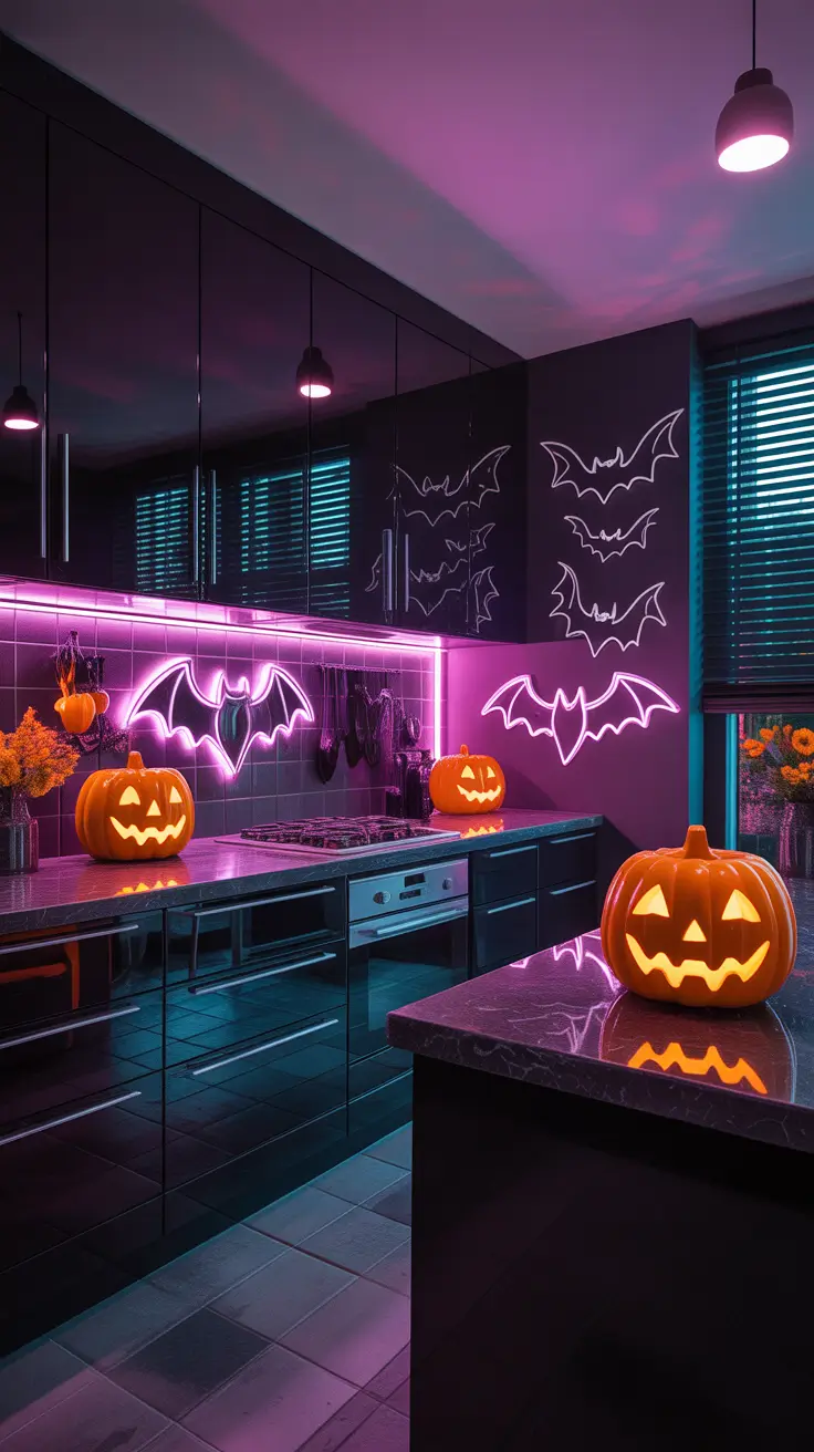 halloween kitchen decor ideas 2025 Neon Nightmare: Bright and Bold 2025 Kitchen Decor