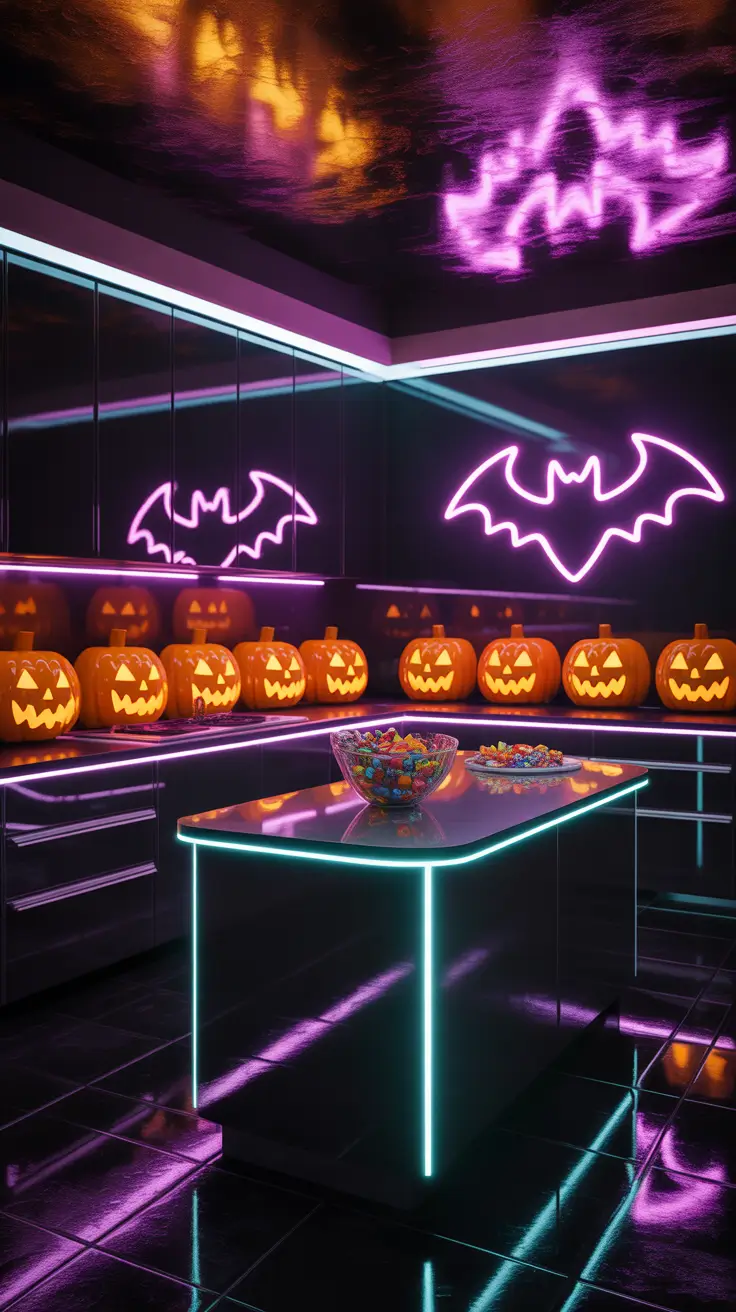 halloween kitchen decor ideas 2025 Neon Nightmare: Bright and Bold 2025 Kitchen Decor