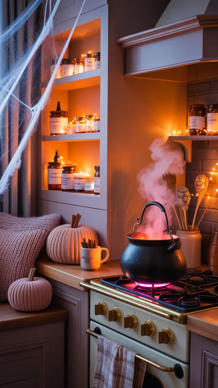 halloween kitchen decor ideas 2025 Cozy Cauldron Corners: Creating Warmth With Spooky Details