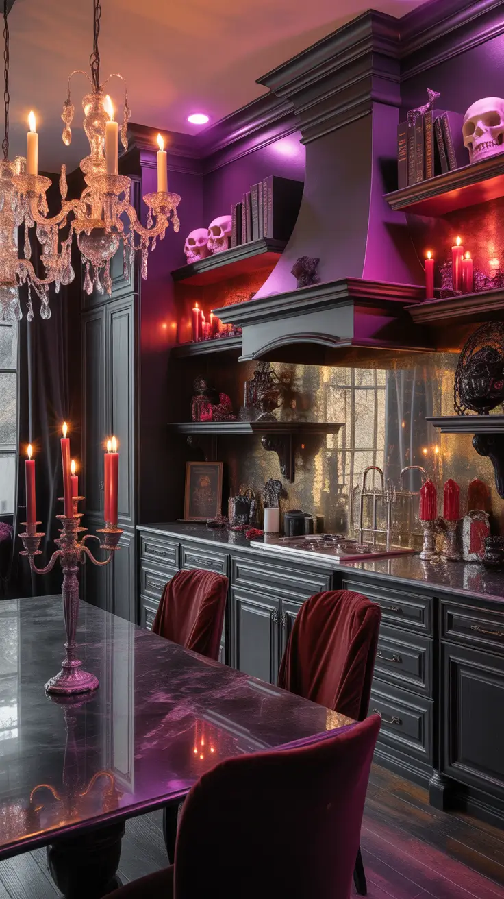halloween kitchen decor ideas 2025 Gothic Kitchen Glam: Moody, Bold & Beautiful
