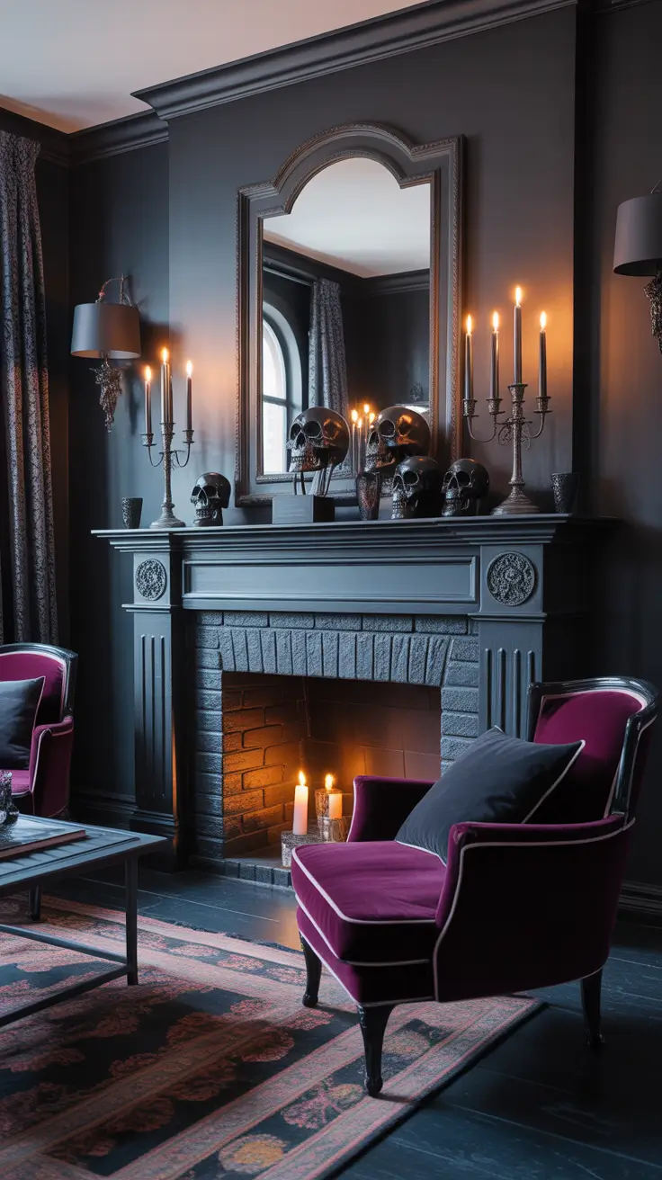 Gothic chic halloween mantle ideas 2025